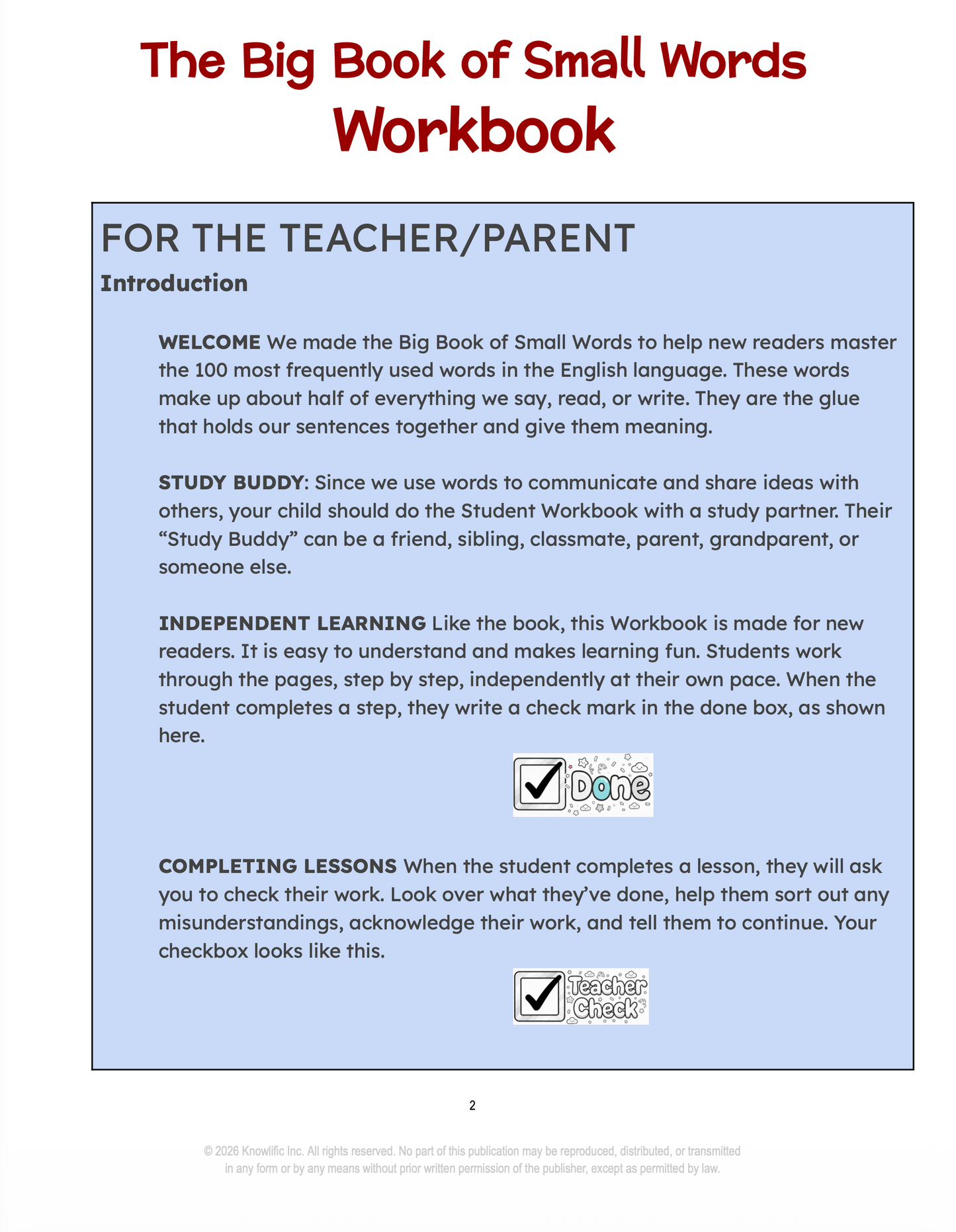 Workbook: The Big Book of Small Words - (115 Pages - Full Study Guide - Digital Download PDF)