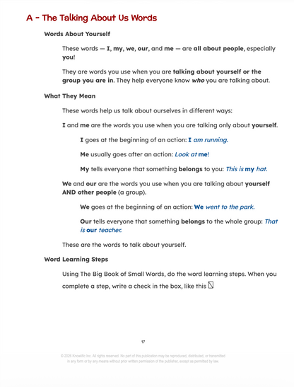 Workbook: The Big Book of Small Words - (115 Pages - Full Study Guide - Digital Download PDF)