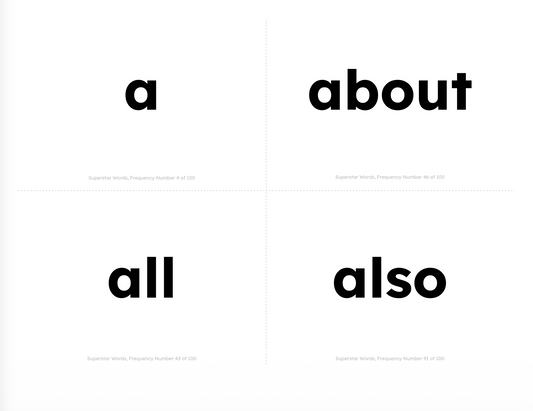 Readerland Superstar Words Flashcards - 100 Top Sight Word Flash Cards - Digital PDF