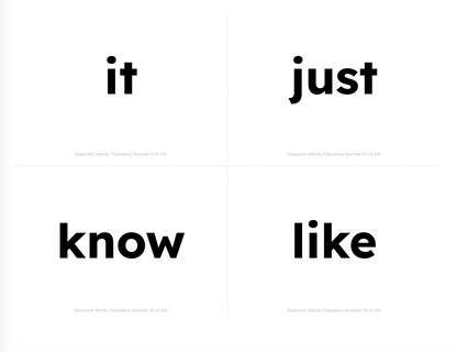 Readerland Superstar Words Flashcards - 100 Top Sight Word Flash Cards - Digital PDF