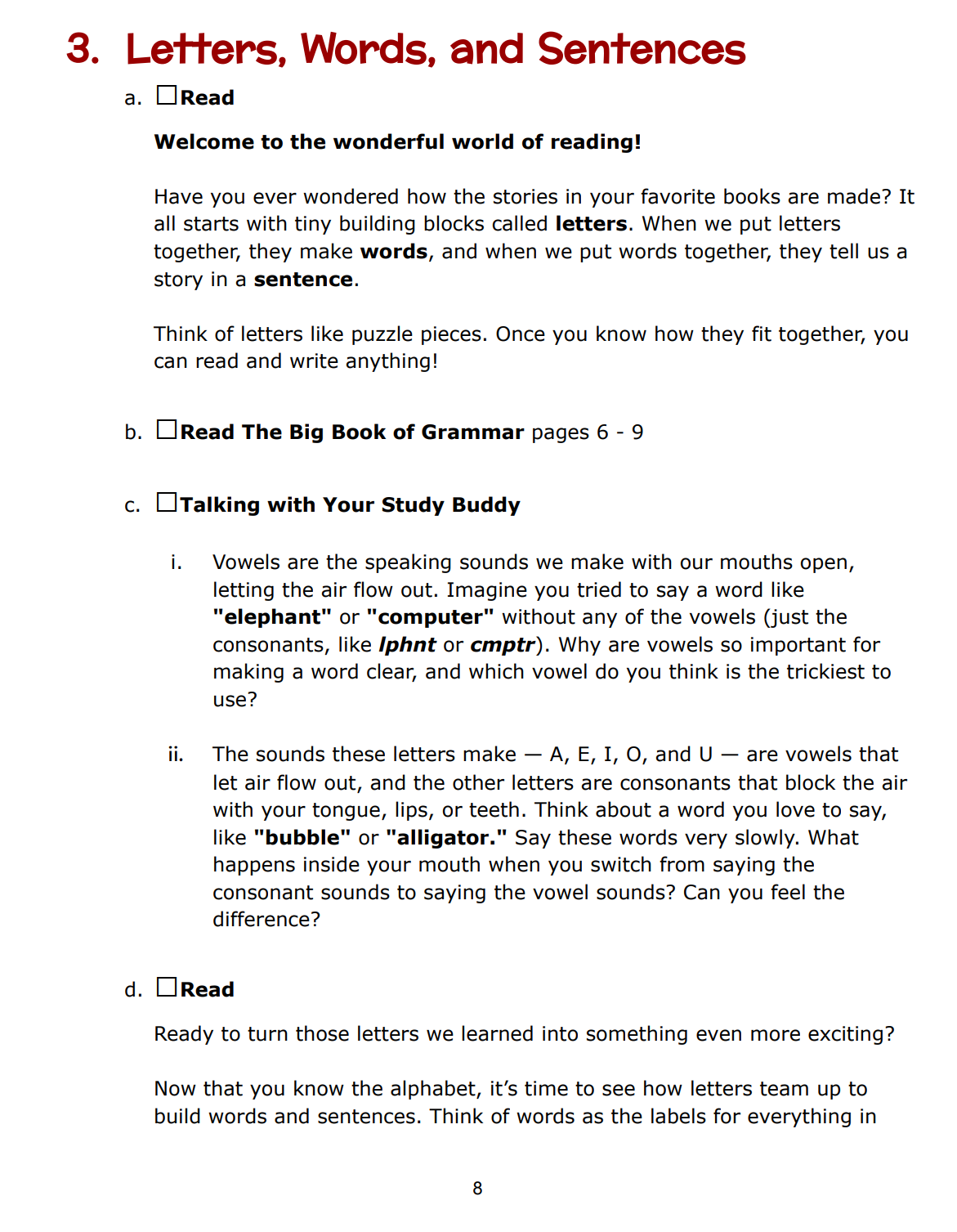 Workbook: The Big Book of Grammar -  (78 Pages - Full Study Guide - Digital Download PDF)