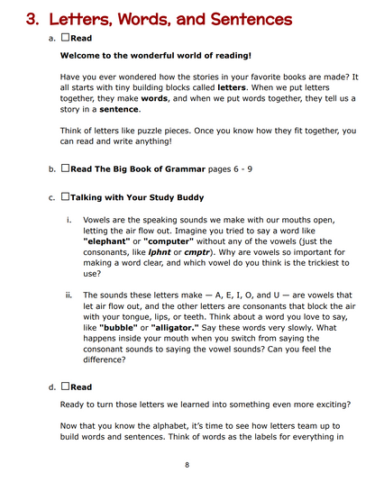 Workbook: The Big Book of Grammar -  (78 Pages - Full Study Guide - Digital Download PDF)