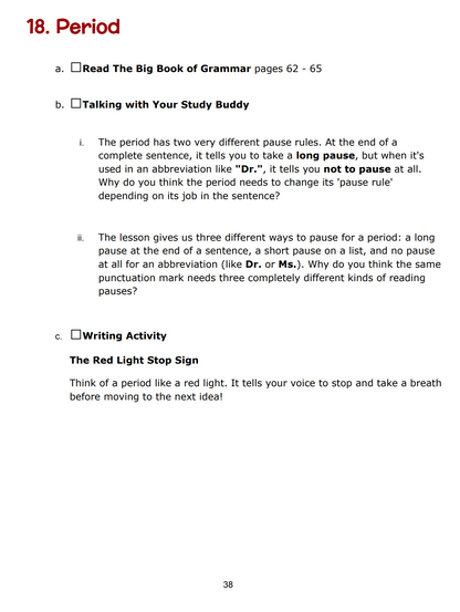 Workbook: The Big Book of Grammar -  (78 Pages - Full Study Guide - Digital Download PDF)