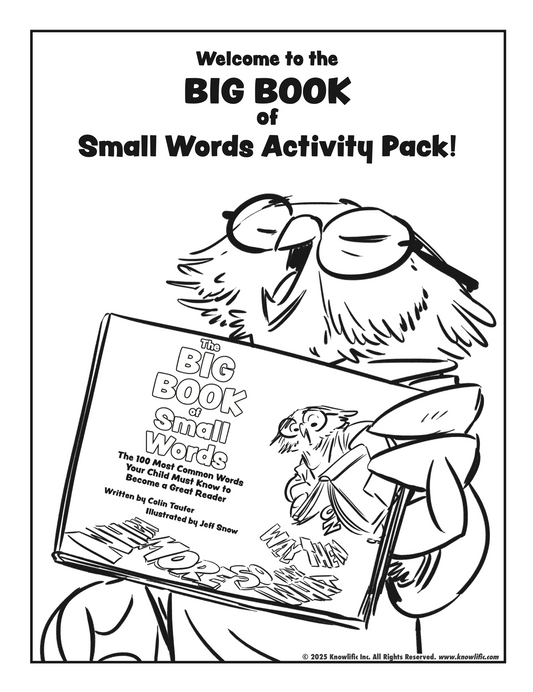 Activity Pack: The BIG Book of SMALL Words (17 Activities - Digital Download PDF)